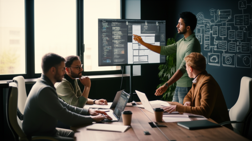 Our team collaborating in the studio